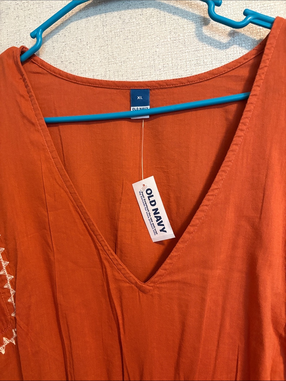 Rust Orange Embroidered Tiered Dress - Picture 3 of 3